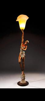 Unieke grote bronzen lamp ' dame ', Antiek en Kunst, Ophalen