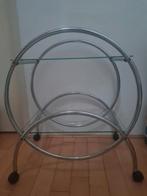 Vintage serveerwagen uit de 70=er jaren, Ophalen, Minder dan 55 cm, Rechthoekig, Glas