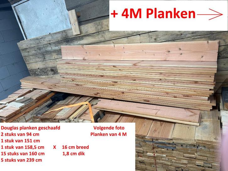 Douglas planken geschaafd 16 cm breed & 4 M, Tuin en Terras, Palen, Balken en Planken, Zo goed als nieuw, Planken, 250 cm of meer