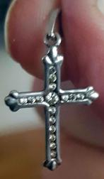 Zilveren (925) kruisje kettinghanger met steentjes, Sieraden, Tassen en Uiterlijk, Kettinghangers, Ophalen of Verzenden, Zo goed als nieuw