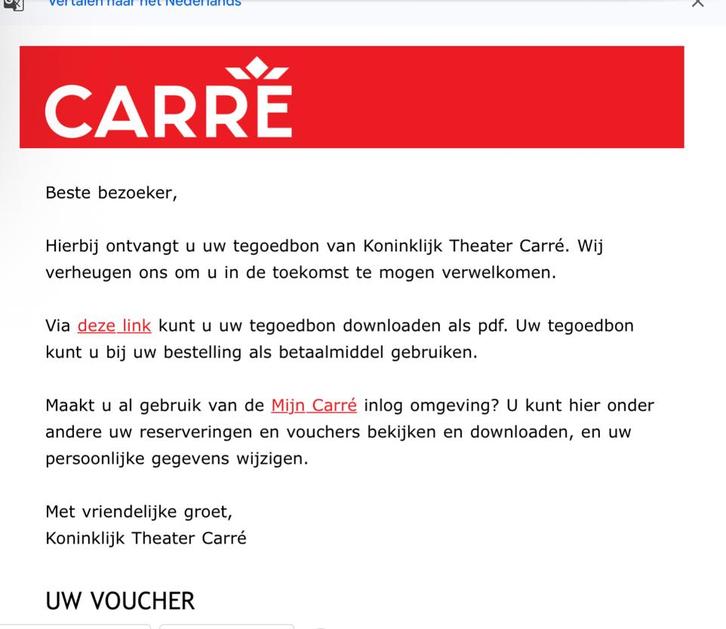 Tegoedbon carre, Tickets en Kaartjes, Kortingen en Cadeaubonnen, Drie personen of meer, Overige typen, Overige soorten
