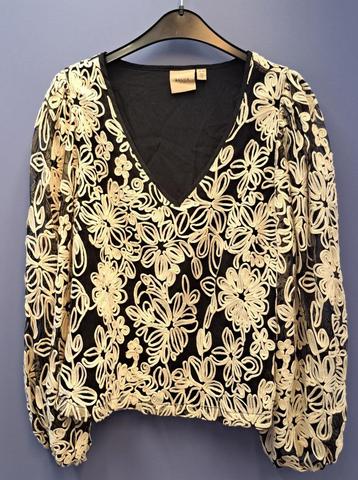 Rouge Vila zwart mesh blouse met 3D bloemen maat 42 49739 beschikbaar voor biedingen