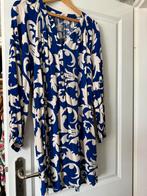 Jurk lange mouwen maatxl is dames maat 42/44 blauw met ecru, H&M, Blauw, Maat 42/44 (L), Ophalen of Verzenden