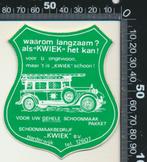 Sticker: Schoonmaakbedrijf Kwiek - Harderwijk, Verzamelen, Verzenden, Zo goed als nieuw, Bedrijf of Vereniging