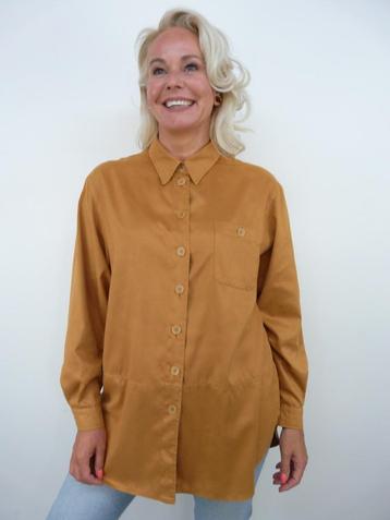 *Abfab Vintage Geel/Bruine Suedine Blouse L* beschikbaar voor biedingen