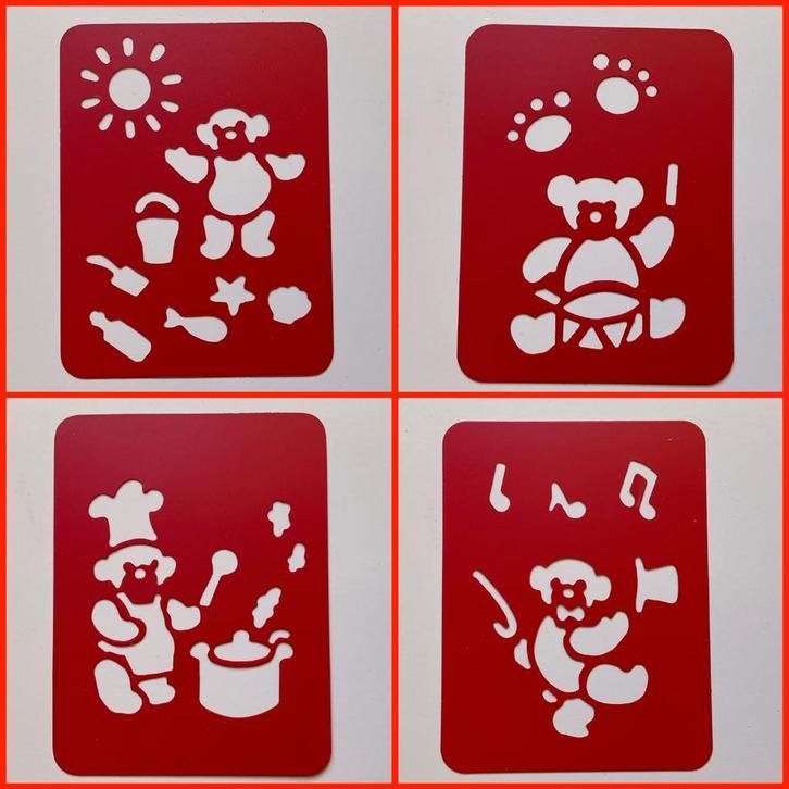 kaarten maken sjabloon - stencil - embossing - beren, Hobby en Vrije tijd, Kaarten | Zelf maken, Zo goed als nieuw, Pons of Mal