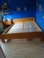 Tweepersoons grenen bed met verstelbare lattenbodems, Huis en Inrichting, Ophalen, Tweepersoons, 180 cm, 200 cm