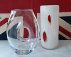 2 Mondgeblazen Polspotten Vazen - Design Decoratie, Wit, Ophalen of Verzenden, Minder dan 50 cm, Glas