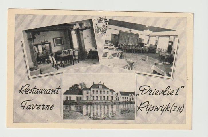A 10 Rijswijk (Z.H.) Restaurant Taverne Drievliet. 3 luik, Verzamelen, Ansichtkaarten | Nederland, Gelopen, Zuid-Holland, 1940 tot 1960