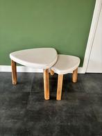 Houten Bijzettafeltjes - Driehoek Vorm, Huis en Inrichting, Tafels | Bijzettafels, Ophalen, Minder dan 45 cm, Minder dan 55 cm