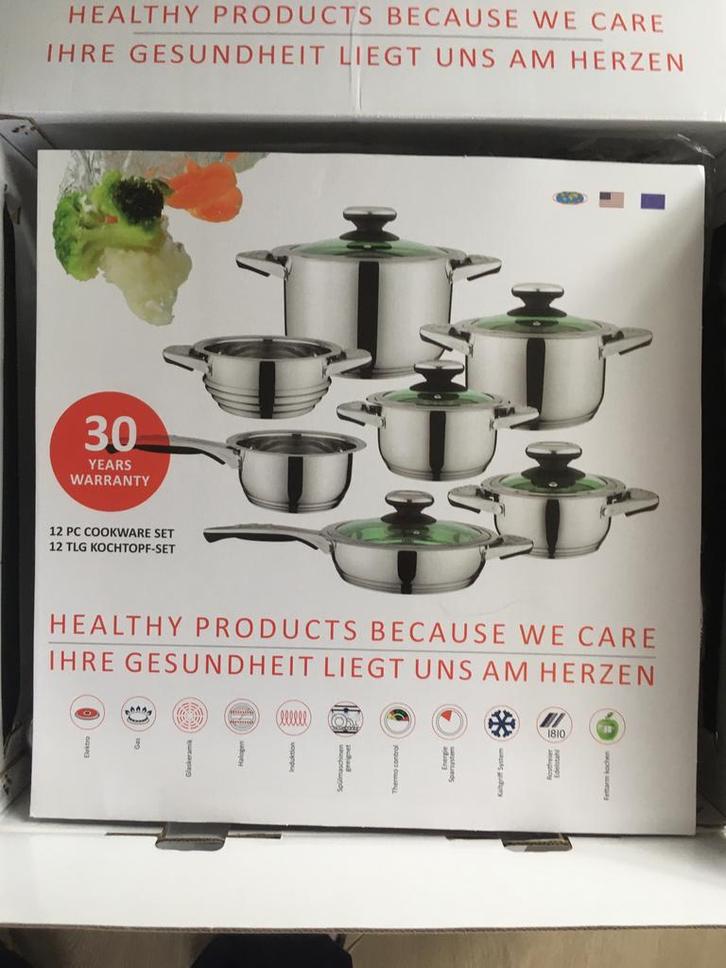Prachtige Designer Cookware luxe pannenset., Huis en Inrichting, Keuken | Potten en Pannen, Nieuw, Pannenset, Rvs, Inductieplaat
