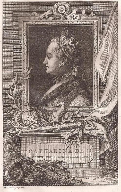 Catharina de II. Alleenheerscheresse aller Russen. 1787, Antiek en Kunst, Kunst | Etsen en Gravures, Ophalen of Verzenden