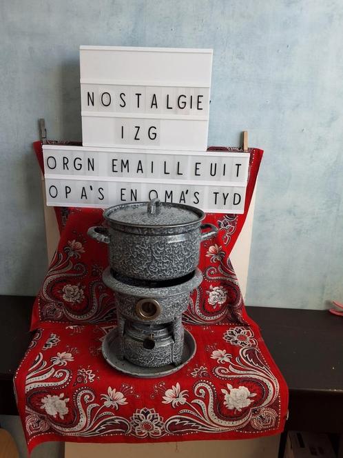 Gaaf grijsgewolkt EMAILLE. beide items I.Z.G.S. 9 foto's, Antiek en Kunst, Antiek | Emaille, Ophalen of Verzenden