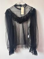 Nieuw! Zwarte mesh top met stippen - L, Zwart, Maat 42/44 (L), Nieuw, Ophalen of Verzenden