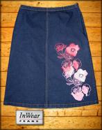 Rok INWEAR jeans met Bloemen-Decoratie - Maat 38 - Mooie luc, Kleding | Dames, Rokken, Maat 38/40 (M), Zo goed als nieuw, Verzenden