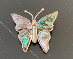 Vlinderbroche abalone schelp -alpaca Mexcio gemerkt, Sieraden, Tassen en Uiterlijk, Broches, Ophalen of Verzenden, Zo goed als nieuw