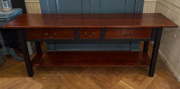 Grote oude sidetable vintage stoere wandtafel met lades VdlM beschikbaar voor biedingen
