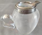 Antieke draadglas melkkan met zilveren montuur en asbak, Ophalen of Verzenden, Zilver