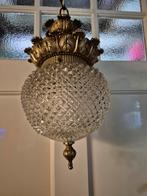 Prachtige antieke ananas bol hanglamp van messing met glas, Antiek en Kunst, Antiek | Lampen, Ophalen of Verzenden