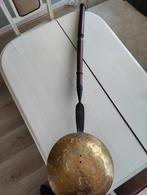 Antieke 18 eeuwse bedden pan met gravering, Ophalen, Koper