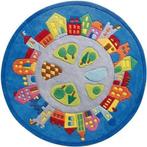 Mooi vloerkleed (Haba "Stad") kinderkamer blauw met huisjes, Ophalen, Zo goed als nieuw