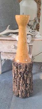 Vintage boomstam kandelaar, Ophalen, Gebruikt, Hout, 50 tot 75 cm