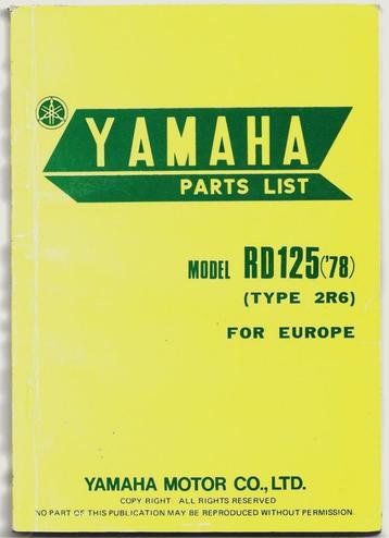 Yamaha RD125 parts list (2281z) beschikbaar voor biedingen