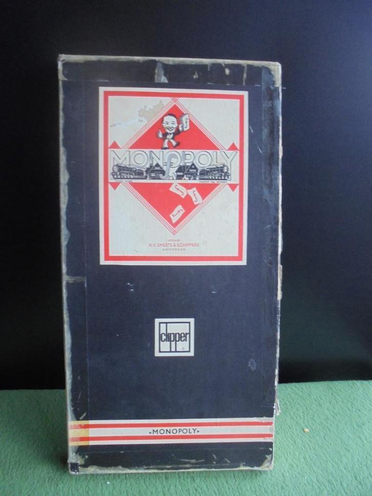 Oud Monopoly bordspel, zwarte lange doos, Clipper, jaren 60, Hobby en Vrije tijd, Gezelschapsspellen | Bordspellen, Gebruikt, Drie of vier spelers