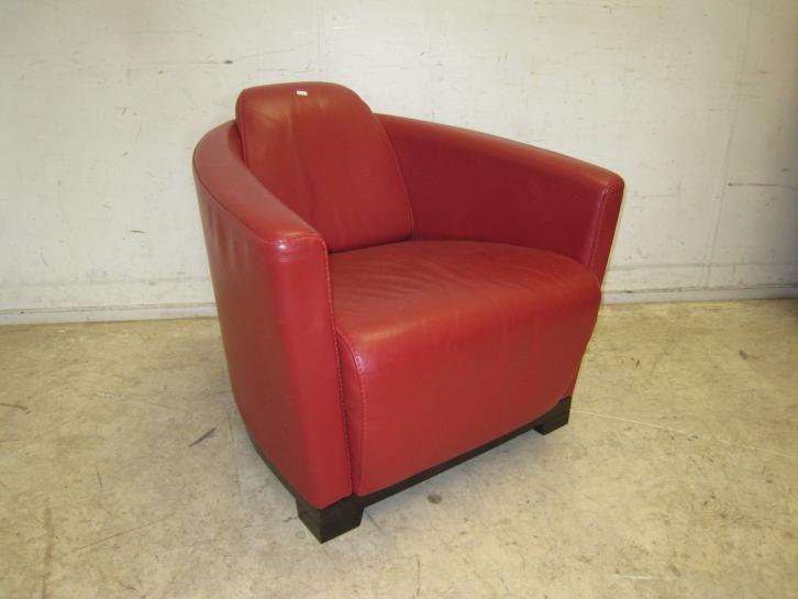 Rood leren clubfauteuil, Huis en Inrichting, Fauteuils, Gebruikt