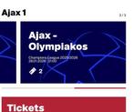 Ajax-Olympiakos - 2x F-Side kaart (advertentie goed lezen!), Losse kaart, Twee personen, Januari, Europa of Champions League