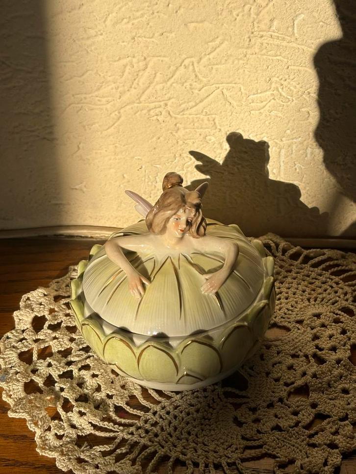 Vintage Porseleinen scheibe alsbach Doosje met Fee, Antiek en Kunst, Antiek | Porselein, Ophalen of Verzenden