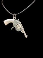 klassieke revolver hanger, Sieraden, Tassen en Uiterlijk, Nieuw, Ophalen of Verzenden, Zilver, Zilver