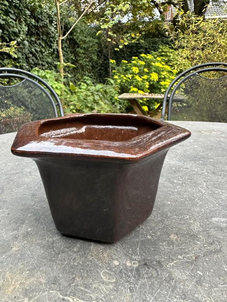 Mooie donkerbruine handgemaakte bonsaipot, Tuin en Terras, Bloempotten, Nieuw, Aardewerk, Binnen, Balkon, Tuin, Minder dan 40 cm