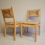 Set van 2 houten stoelen met gevlochten riet - Vintage Ikea, Riet of Rotan, Twee, Overige kleuren, Ophalen of Verzenden
