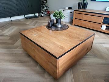 Massief teak hout salontafel met lade beschikbaar voor biedingen