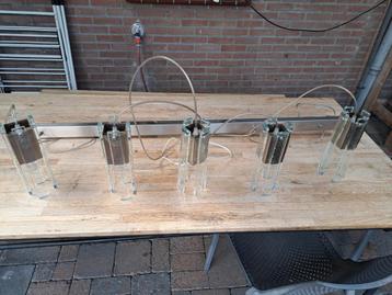 Plafondlamp eettafellamp glas staal  beschikbaar voor biedingen