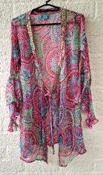 Aurobelle Ibiza blouse met pailletten maat S/M, Ophalen of Verzenden, Zo goed als nieuw, Maat 38/40 (M), Blauw