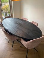 Ovalen eettafel zwart, Ophalen, Gebruikt, 100 tot 150 cm, 200 cm of meer