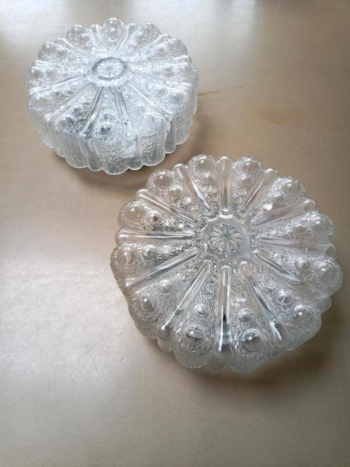 TWEE: vintage retro grote plafonnières. Met bubbels., Huis en Inrichting, Lampen | Plafondlampen, Zo goed als nieuw, Glas, Ophalen of Verzenden