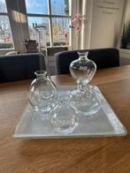 Dutz witte schaal  plus 5 vaasjes, Overige kleuren, Ophalen of Verzenden, Minder dan 50 cm, Glas