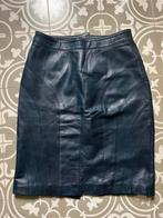 Blauwe kalfs leren vintage rok maat M, Maat 38/40 (M), Blauw, Ophalen of Verzenden, Zo goed als nieuw