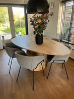 Eiken Eettafel Deens Ovaal - Modern Design -organische vorm, 100 tot 150 cm, Eikenhout, Ophalen of Verzenden, Zo goed als nieuw