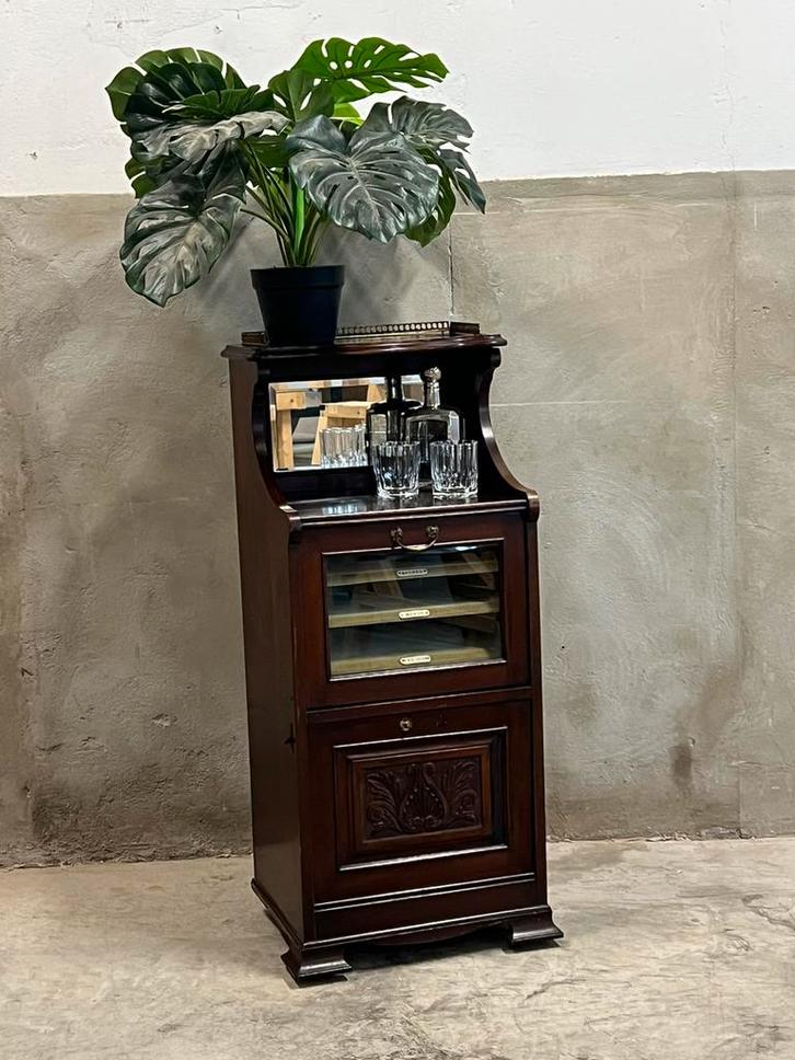 Engelse LP kast, mahonie ca. 1890, platenkast, Antiek en Kunst, Antiek | Meubels | Kasten, Ophalen