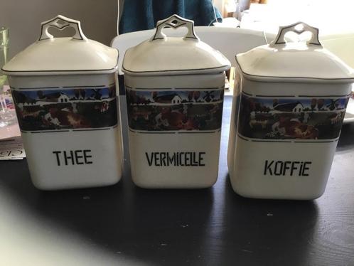 Set van 3 art deco voorraadpotten keramiek, Antiek en Kunst, Antiek | Keramiek en Aardewerk, Verzenden