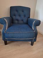 Gratis! Blauwe fauteuil met knopen, Ophalen, 75 tot 100 cm, Stof, 50 tot 75 cm