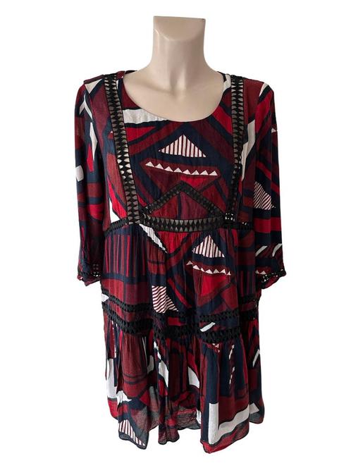 Ba&sh jurk M, Kleding | Dames, Jurken, Zo goed als nieuw, Maat 38/40 (M), Rood, Onder de knie, Ophalen of Verzenden