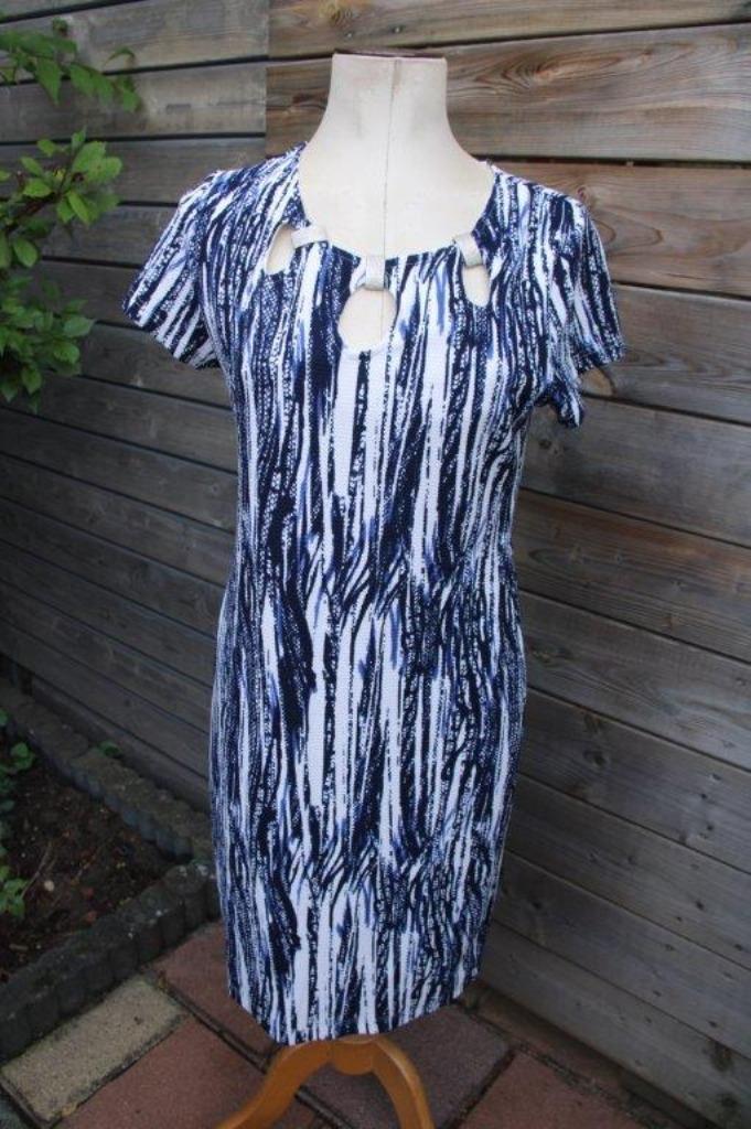 Jurk blauw/ zwart/ creme Batida mt 3 (40) Vaste prijs, Kleding | Dames, Jurken, Zo goed als nieuw, Maat 38/40 (M), Blauw, Ophalen of Verzenden