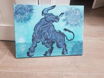 AQUA BULL. acrylverf op canvas beschikbaar voor biedingen