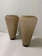 2 Nieuwe glazen vazen - beige/wit, Ophalen, Overige kleuren, 50 tot 75 cm, Glas