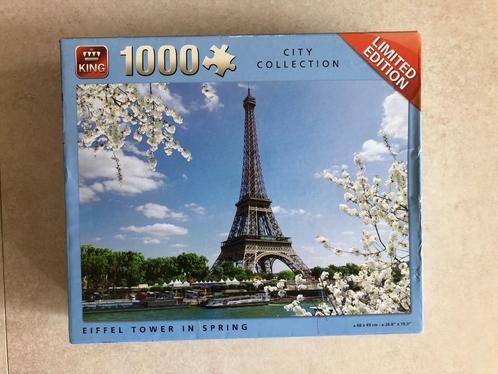King puzzel Eiffel Tower in spring - city collection - 1000, Hobby en Vrije tijd, Denksport en Puzzels, Gebruikt, Legpuzzel, 500 t/m 1500 stukjes